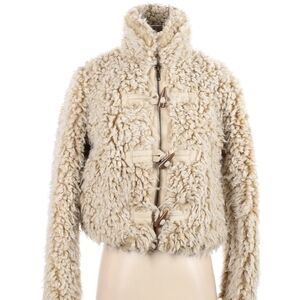 Anthropologie Beige Cropped Teddy Fleece Shearling Sherpa Coat XS